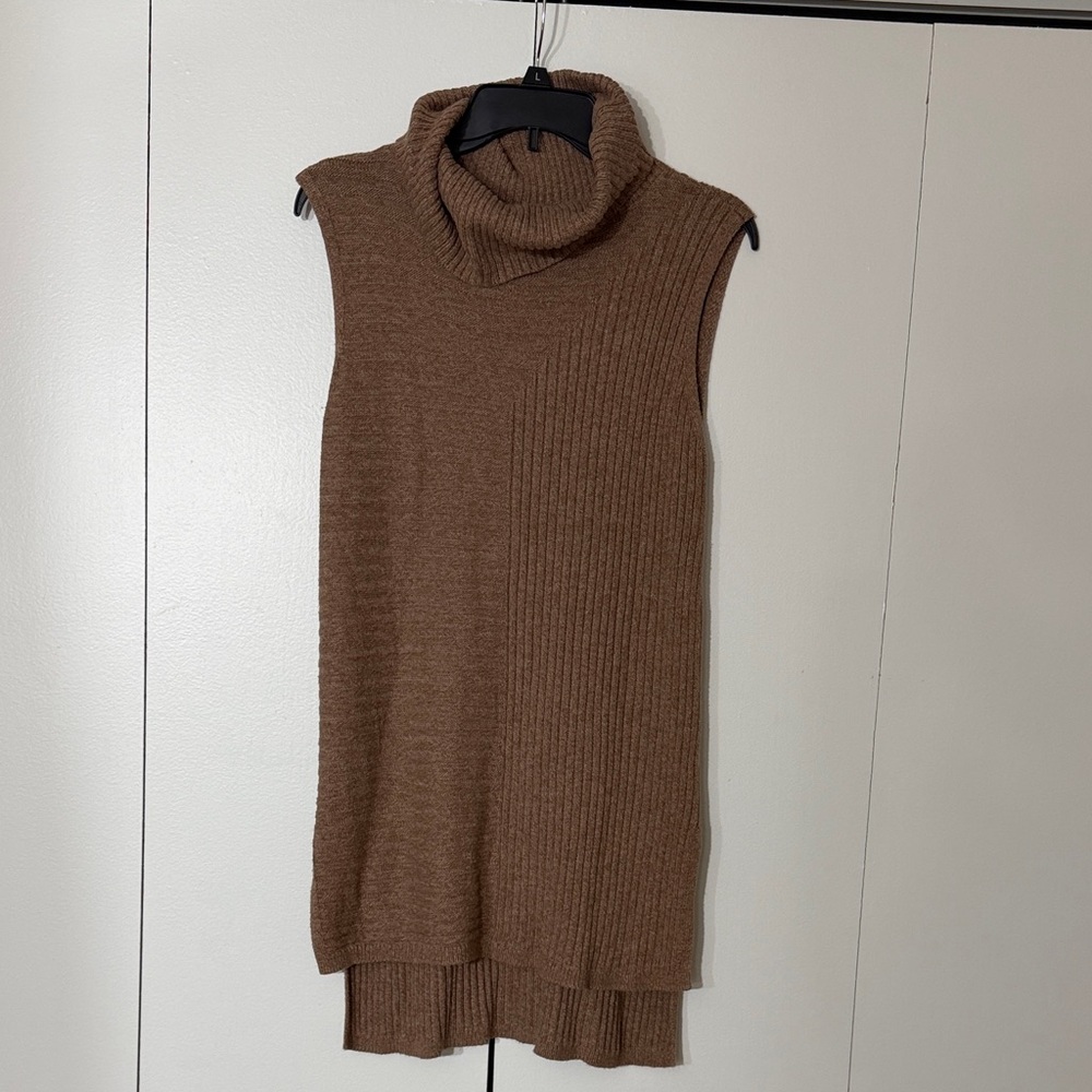 STYLUS Brown Sleeveless Cowl Neck Sweater